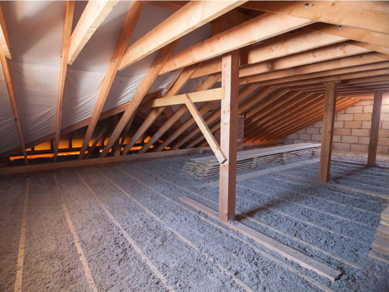 inner view of construction of house roof