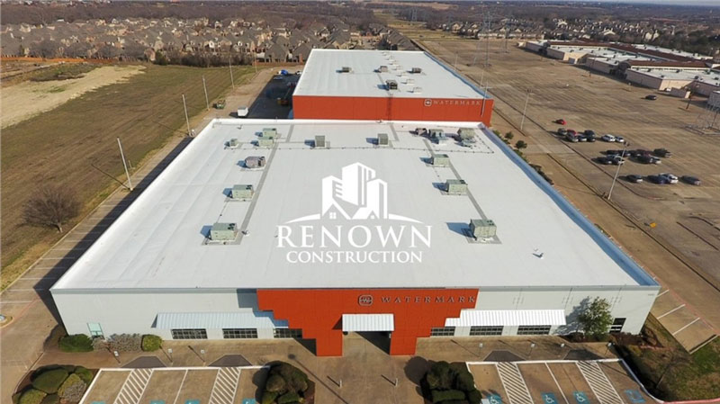 commercial building with Renown Construction logo